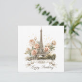 Cartes Pour Fêtes Annuelles Tour Eiffel "Joyeux anniversaire" avec nom personn (Debout devant)