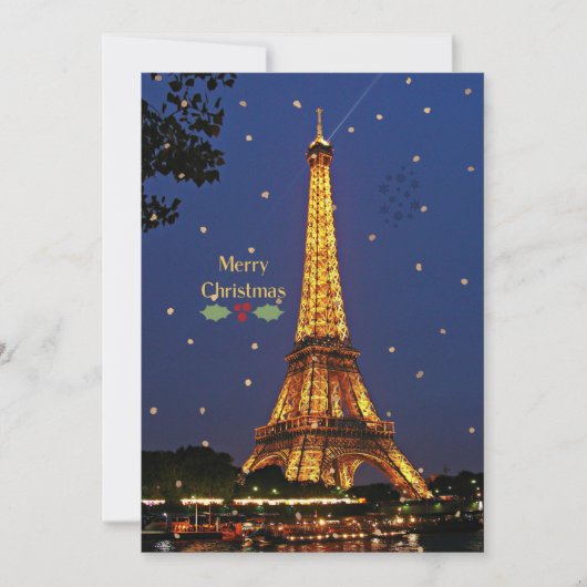 Cartes Pour Fêtes Annuelles Tour Eiffel Noël (Devant)