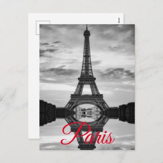 Cartes Pour Fêtes Annuelles Tour Eiffel Noir Blanc Paris Voyage en Europe (Devant / Derrière)
