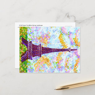 Cartes Pour Fêtes Annuelles Tour Eiffel Pointillism Paysage de printemps