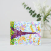 Cartes Pour Fêtes Annuelles Tour Eiffel Pointillism Paysage de printemps (Debout devant)