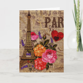 Cartes Pour Fêtes Annuelles Tour Eiffel Vintage français