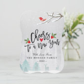 Cartes Pour Fêtes Annuelles Tournée au script de Nouvel An Scène de neige hive (Debout devant)