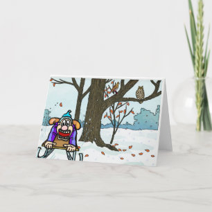 Cartes Pour Fêtes Annuelles Tourneiges et oiseaux de Noël japonais