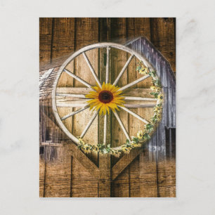 Cartes Pour Fêtes Annuelles Tournesol à roue de la grange rustique