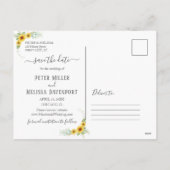 Cartes Pour Fêtes Annuelles Tournesol en bois blanc Enregistrer la date Photo (Dos)