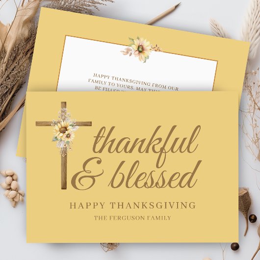 Cartes Pour Fêtes Annuelles Tournesol Jaune Thanksgiving heureux et béni