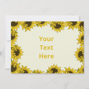 Cartes Pour Fêtes Annuelles Tournesol Rustique Bordé Toutes les Occasions Cart