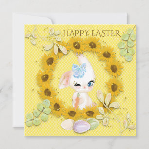 Cartes Pour Fêtes Annuelles Tournesols Mignons Oeufs De Lapin Joyeux Pâques Ja