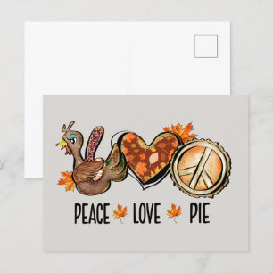 Cartes Pour Fêtes Annuelles tourte à dinde mignonne Thanksgiving peace love
