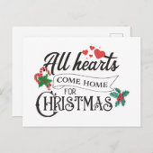 Cartes Pour Fêtes Annuelles Tous les coeurs rentrent à la maison pour Noël (Devant / Derrière)