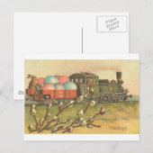 Cartes Pour Fêtes Annuelles Tout à bord ! Le train de Pâques ! (Devant / Derrière)