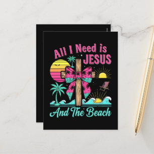 Cartes Pour Fêtes Annuelles Tout ce dont j'ai besoin c'est Jésus et la plage