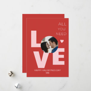 Cartes Pour Fêtes Annuelles Tout ce dont vous avez besoin est l'amour Rouge Ro