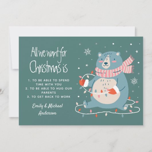 Cartes Pour Fêtes Annuelles Tout ce que nous voulons pour Noël est (ajouter sa (Devant)