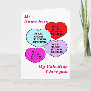 Cartes Pour Fêtes Annuelles Tout ce que vous avez besoin d'amour, coeur Valent