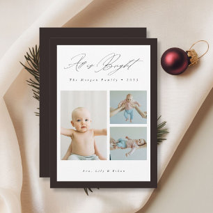 Cartes Pour Fêtes Annuelles Tout est Bright Cute Baby 3 Family Photo Noël