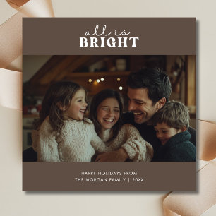 Cartes Pour Fêtes Annuelles Tout Est Bright Noël Photo Dark Brownish Grey