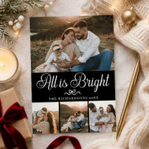 Tout est brillant Élégant Noir Multi Photo Noël