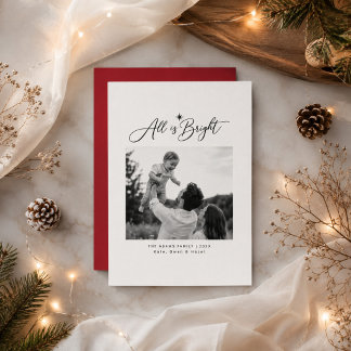 Cartes Pour Fêtes Annuelles Tout est brillant Photo de famille Noël en noir et