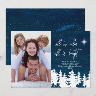 Cartes Pour Fêtes Annuelles Tout Est Calme Tout Est Brillant Photo De Noël