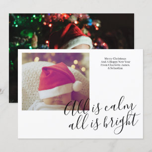 Cartes Pour Fêtes Annuelles Tout Est Calme Tout Est Lumineux Noël Personnalisé