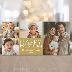 Cartes Pour Fêtes Annuelles Tout est heureux avec 4 collages de photos - Or