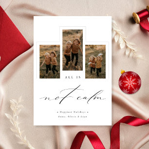 Cartes Pour Fêtes Annuelles Tout N'Est Pas Calme Drôle 3 Photo Famille Noël