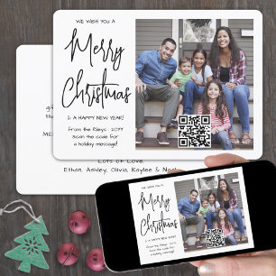 Cartes Pour Fêtes Annuelles Tout Texte 1 Photo QR Code Joyeux Noël Scannable