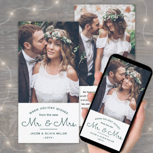 Cartes Pour Fêtes Annuelles Tout Texte 2 Photo Nouveau M. & Mme Newlyweds Gree