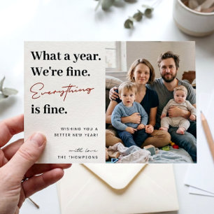 Cartes Pour Fêtes Annuelles Tout va bien Script Fun Family Photo