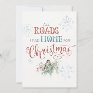 Cartes Pour Fêtes Annuelles Toutes les routes mènent à la maison pour Noël