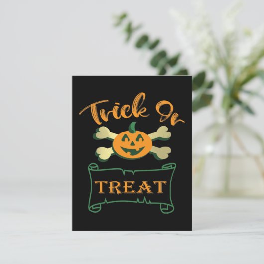 Cartes Pour Fêtes Annuelles Tracer ou traiter les os croisés citrouille Hallow (Debout devant)