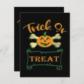 Cartes Pour Fêtes Annuelles Tracer ou traiter les os croisés citrouille Hallow (Devant / Derrière)