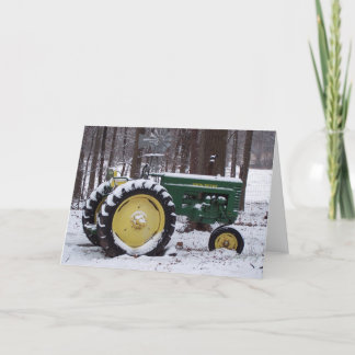 Cartes Pour Fêtes Annuelles tracteur dans la neige