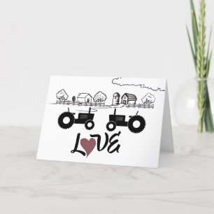 Cartes Pour Fêtes Annuelles Tractor Couple dans LOVE Farm Heureuse Sainte-Vale