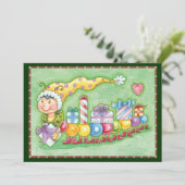 Cartes Pour Fêtes Annuelles Train à chenille de Noël avec présentoirs (Debout devant)