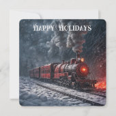 Cartes Pour Fêtes Annuelles Train à neige Vintage (Devant)