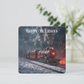 Cartes Pour Fêtes Annuelles Train à neige Vintage (Debout devant)