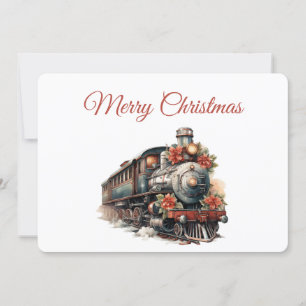 Cartes Pour Fêtes Annuelles Train à vapeur vintage Noël traditionnel