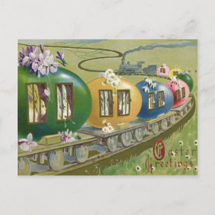 Cartes Pour Fêtes Annuelles Train de cage à oeufs colorés de lapin de Pâques