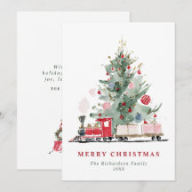 Train de jouet d'arbre de Noël à l'aquarelle
