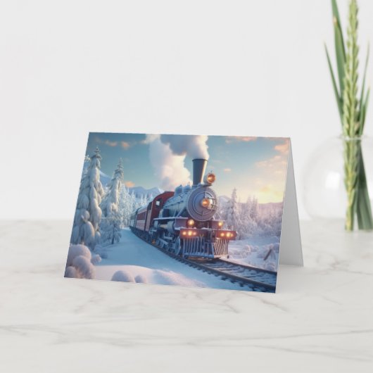 Cartes Pour Fêtes Annuelles Train de Noël (Devant)