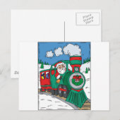 Cartes Pour Fêtes Annuelles Train de Noël (Devant / Derrière)