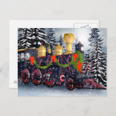 Cartes Pour Fêtes Annuelles Train de Noël (Devant / Derrière)