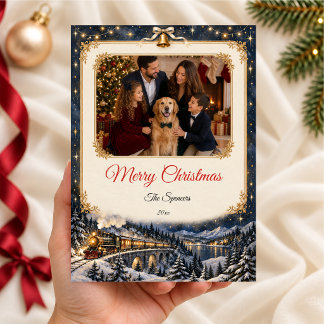 Cartes Pour Fêtes Annuelles Train de Noël au clair de lune