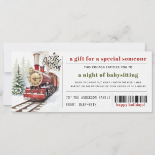Cartes Pour Fêtes Annuelles Train de Noël dans la neige Bon de cadeau de Noël