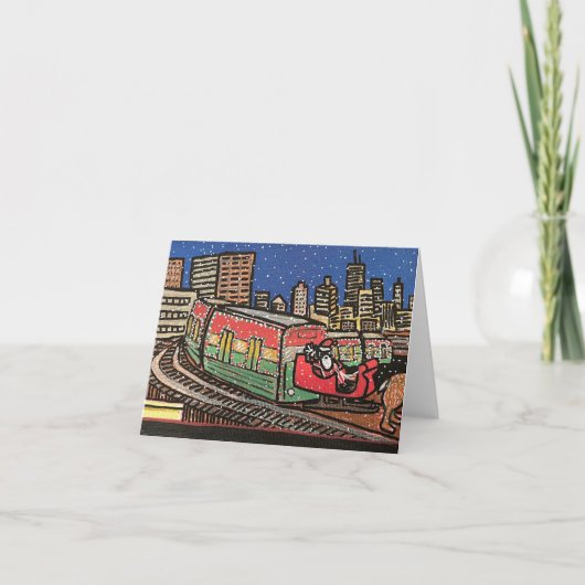 Cartes Pour Fêtes Annuelles Train de Noël de Chicago CTA (Devant)