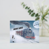Cartes Pour Fêtes Annuelles Train de Noël d'hiver avec fille (Debout devant)