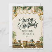 Cartes Pour Fêtes Annuelles Train de Noël doré (Devant)